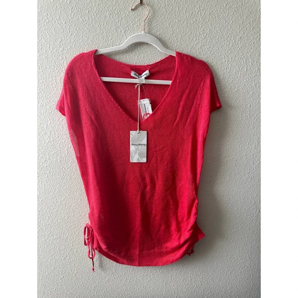 Tommy Bahama Women’s Alana Linen Side Tie V-Neck Sweater - Picture 4 of 13